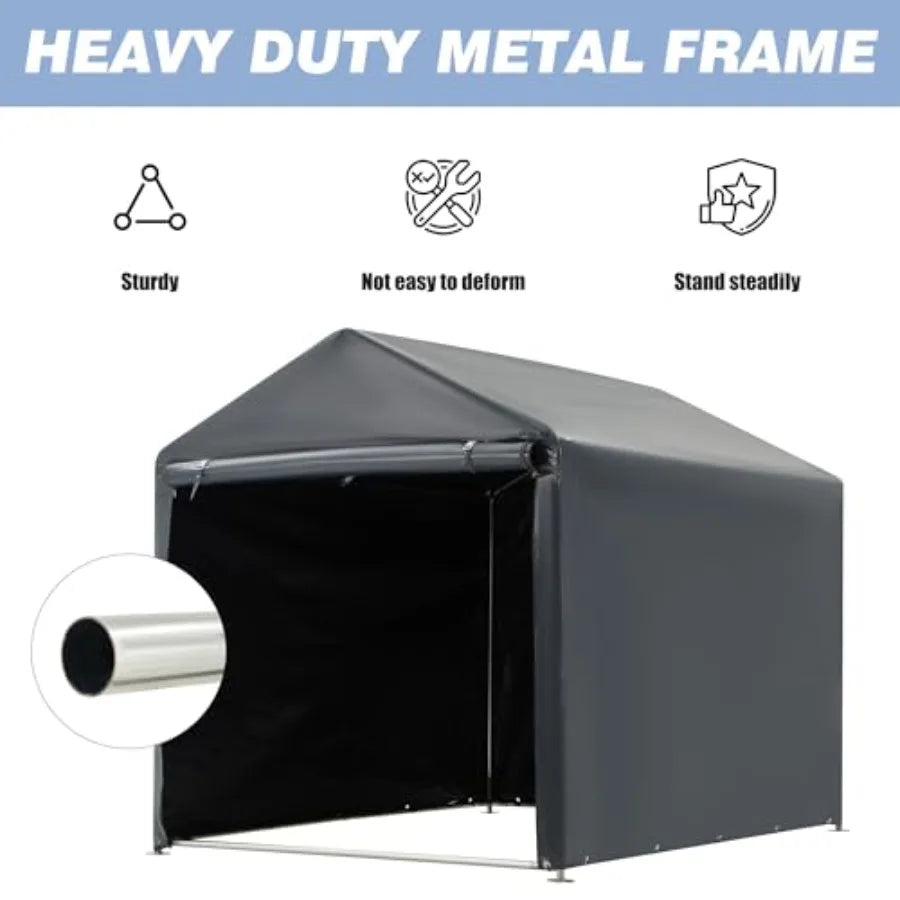 Portable Storage Shed 5x7ft Heavy Duty Outdoor Storage Shed with Rolled Up Zipper Door Ideal for Storing Bikes Motorcycles Gard