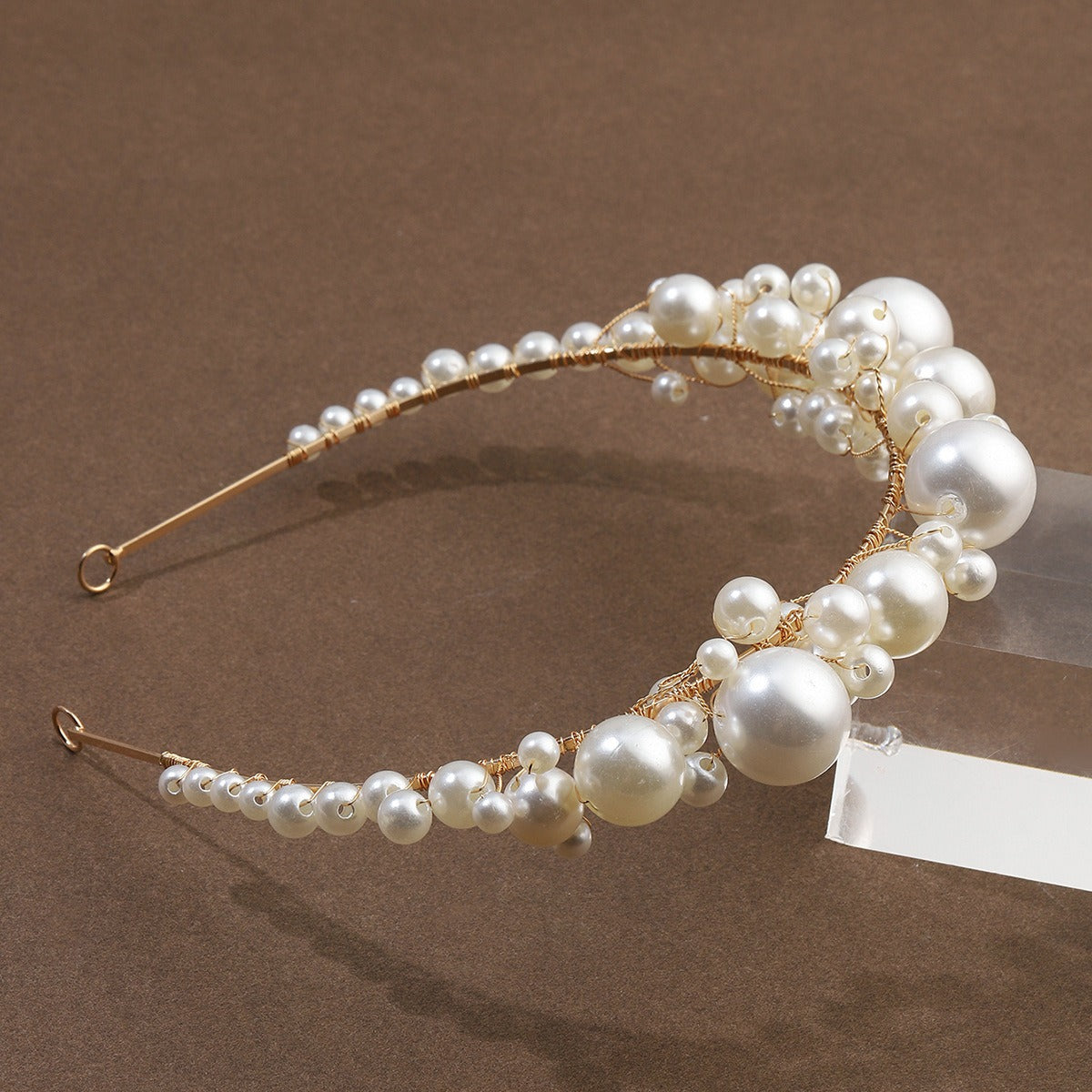 Retro bride headwear with simple pearl headbands