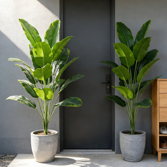 65-88cm Large Artificial Banana Tree Fake Palm Plants Plastic Monstera Tropical Leaves Branches For Home Garden Outdoor Decor