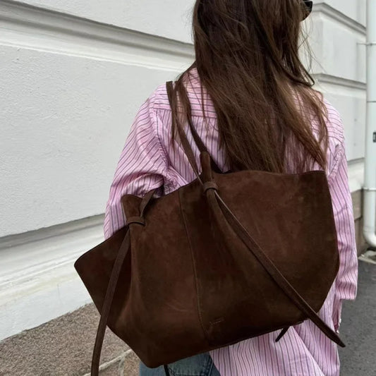 Sac Cabas Élégant en Cuir Suédé – Grand Format